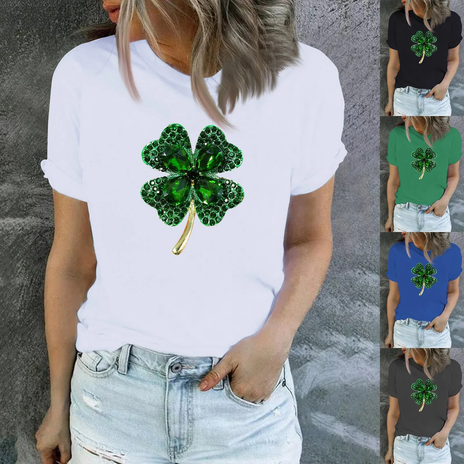 

Women's Fashion Casual Saint Patrick’s Day Printed Round Neck Short Sleeve Top Blouse St. Patrick's Day Print Hoodie shirt