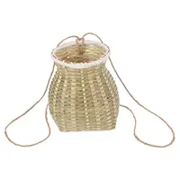 Bamboo Basket Snack Picnic Wicker Baskets Large Mini Manual Handmade Backpack Rattan 1