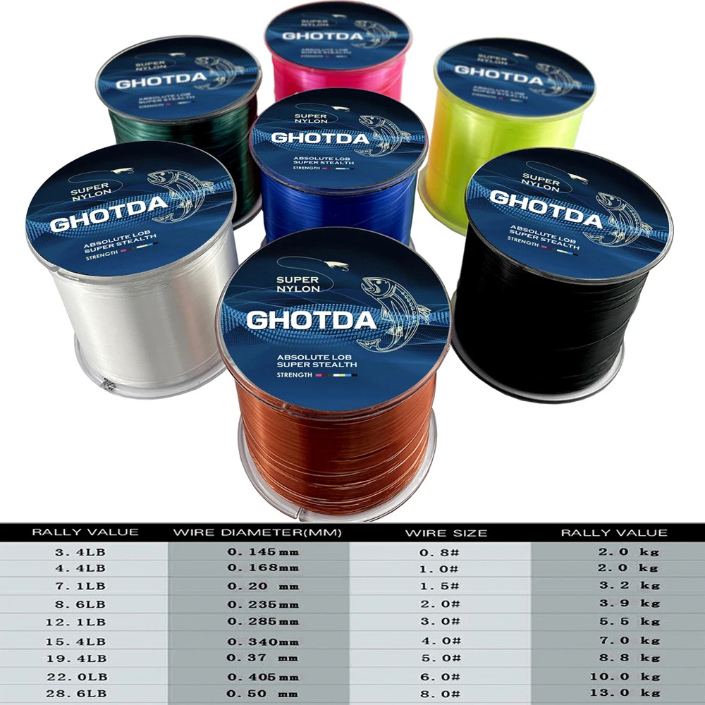 GHOTDA 500M Nylon Fishing Line Durable Monofilament Fishing Wire Rock Sea Line fishing line