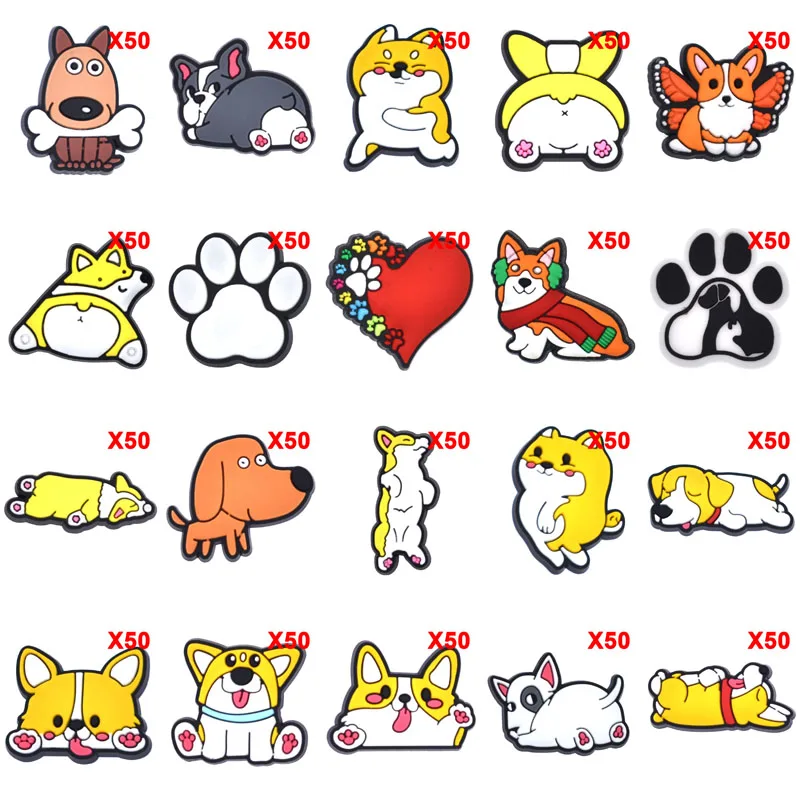 

Bulk Pins for Crocs Charms Shoes Accessories Yellow Dog Decoration Jeans Women Sandals Buckle Kids Favors Men Badges