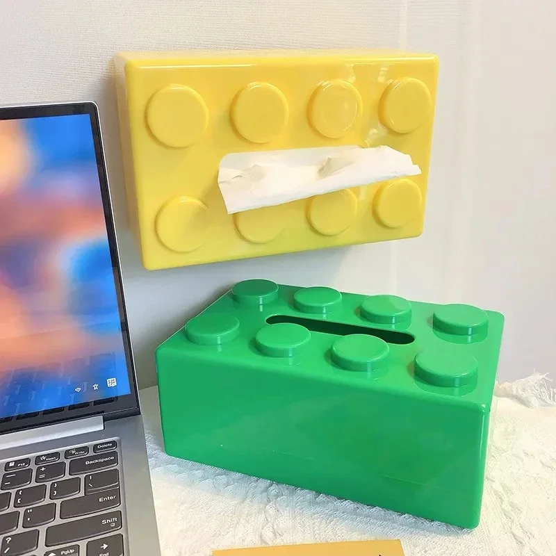 Spring Building Block Tissue Box Wall-mounted Paper Holder Bathroom Waterproof Face Towel Storage Box Punch-free Tissue Boxes 4