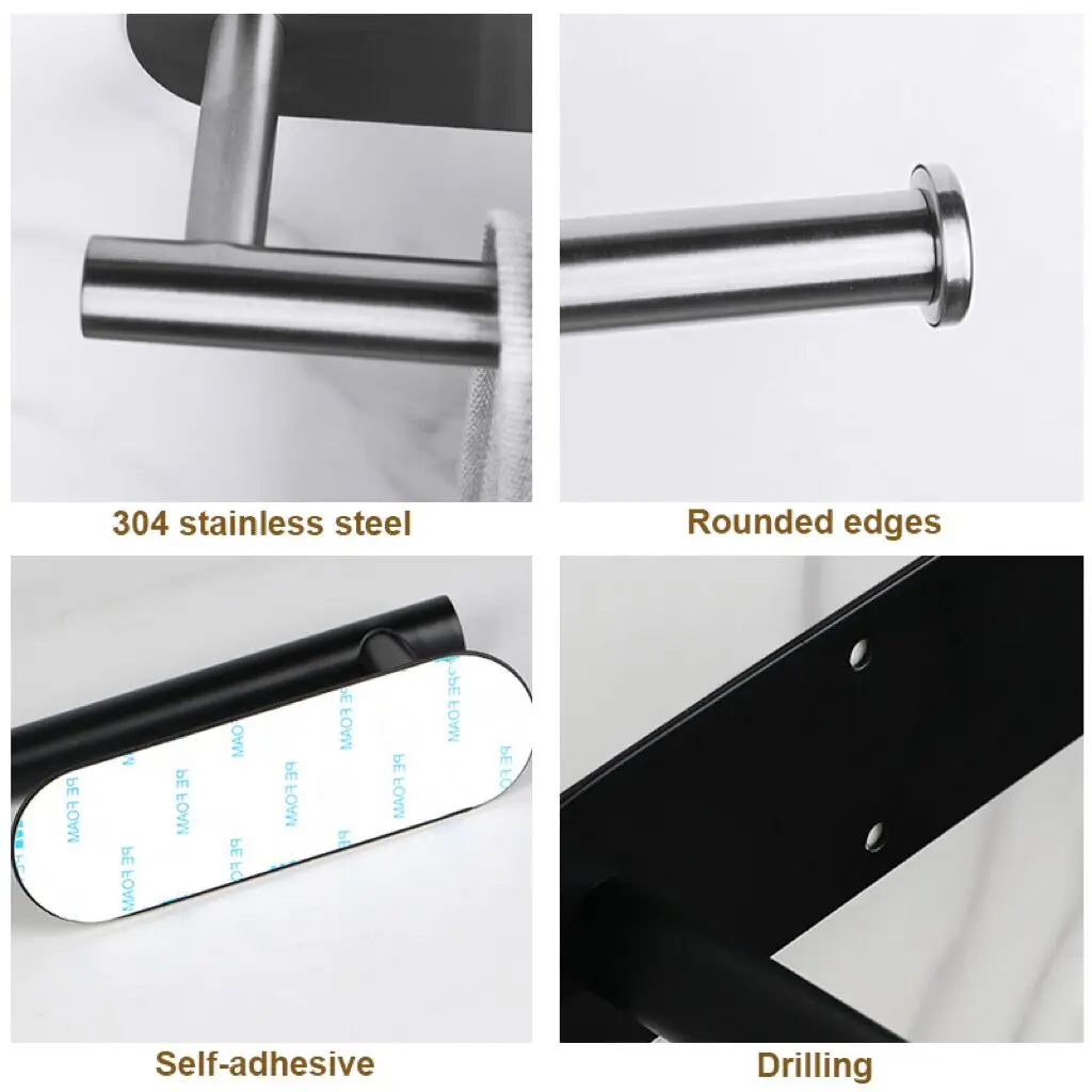Space-Saving Stainless Steel Adhesive Towel and Tissue Holder