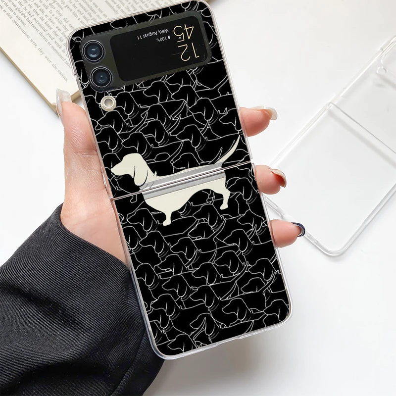 Dachshund Sausage Dog Phone Case Hard PC Shell Clear Cover For Samsung Galaxy Z Flip 3 4 5 6
