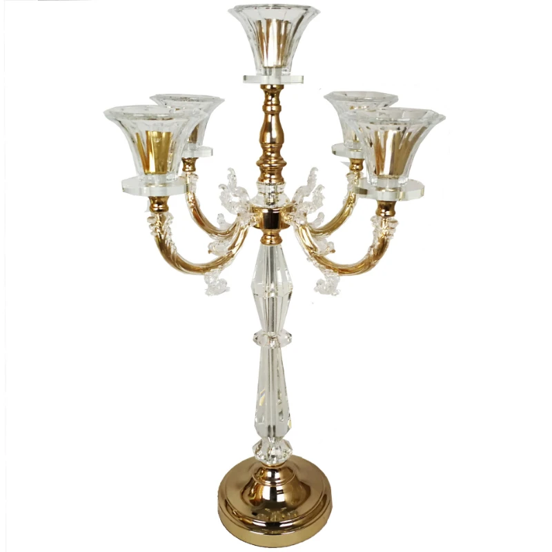 

Fashionable European wedding home candlestick lamp electroplated metal crystal iron candlestick