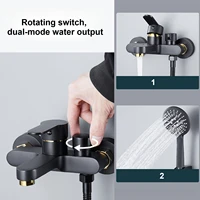 ก๊อกน้ําอ่างอาบน้ํา ก๊อกน้ําอาบน้ําสีดํา วาล์วผสม เปิดด้านข้าง ก๊อกน้ําสามตัว ก๊อกผสมร้อนและเย็น อุปกรณ์ห้องน้ํา 5