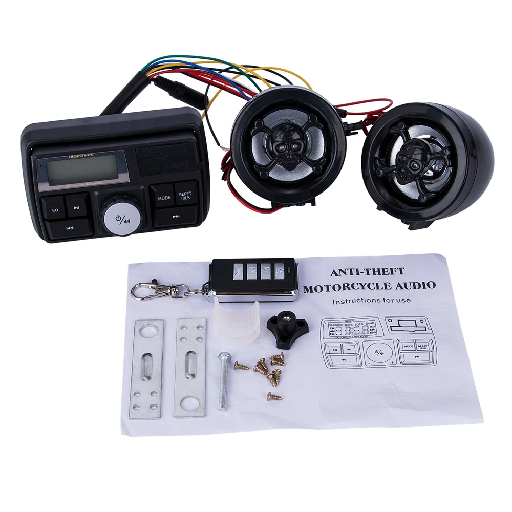 Waterproof Motorcycle Audio System USB TF Bluetooth FM Radio MP3 Speakers Motorcycle Handlebar Audio System 