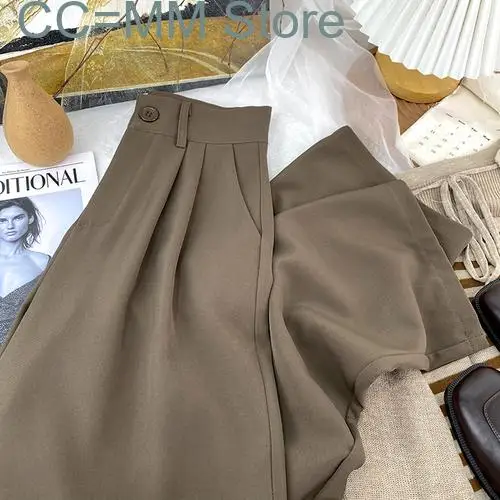 New High Waist Suit Pants Women Fashion Office Ladies Solid Straight Women Pants Chic Casual Wide Leg Pants Women
