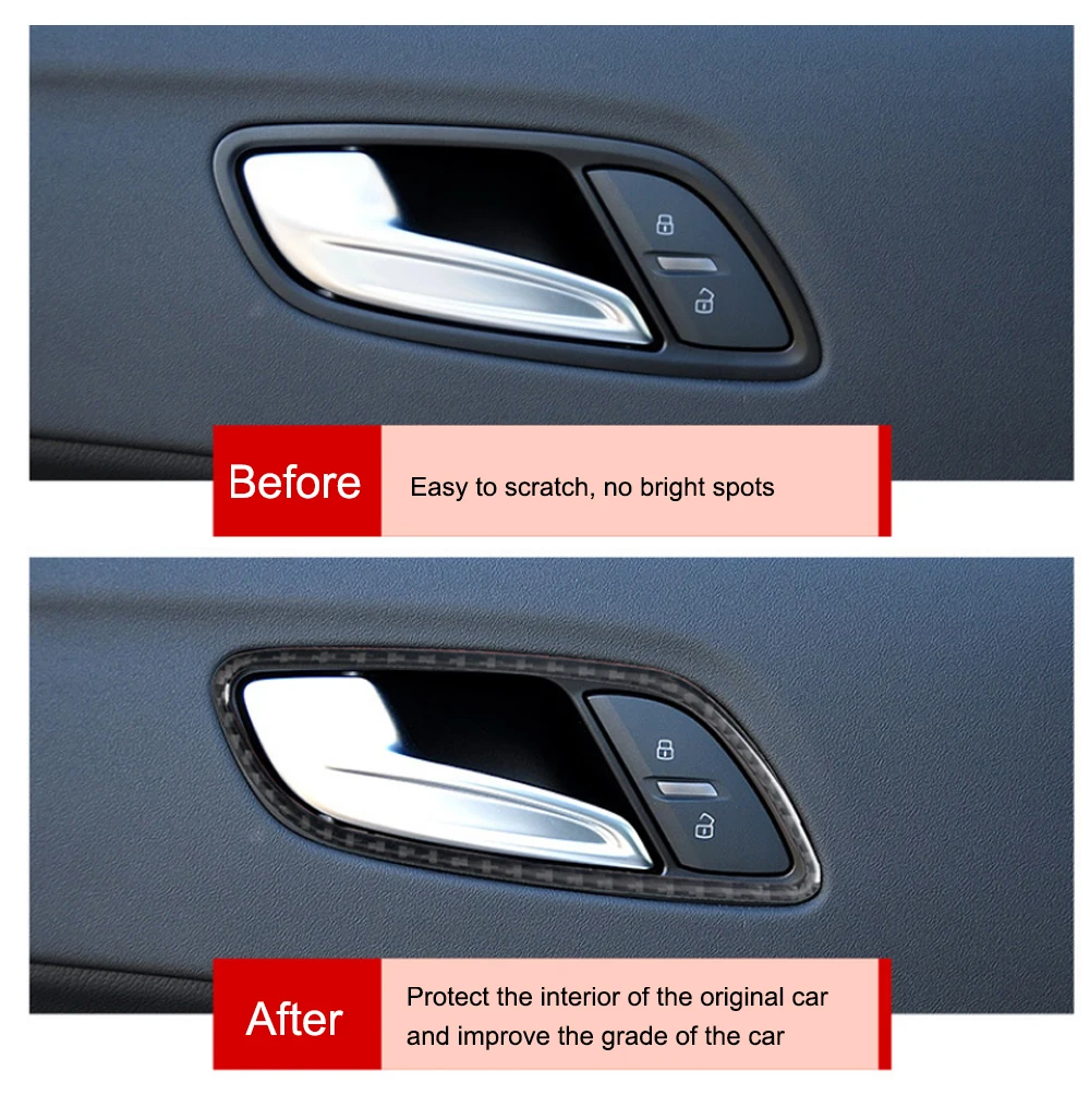 Carbon Fiber Car Interior Door Handle Cover Trim Door Bowl Stickers For Audi Tt 8n 8j Mk1 Mk2