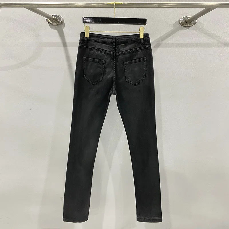 PFNW High Quality Men's Trousers Darkwear Classic Versatile Wax Coating Craft Slimming Basic Jeans Black Runway Pants 28W5606 3
