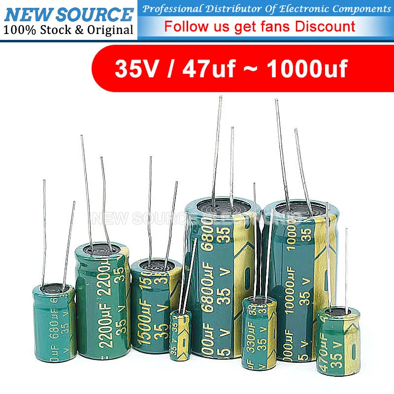 10-20PCS 35V DIP Aluminum Electrolytic Capacitor 47uf 100uf 150uf 220uf 330uf 470uf 560uf 680uf 1000uf NewSource