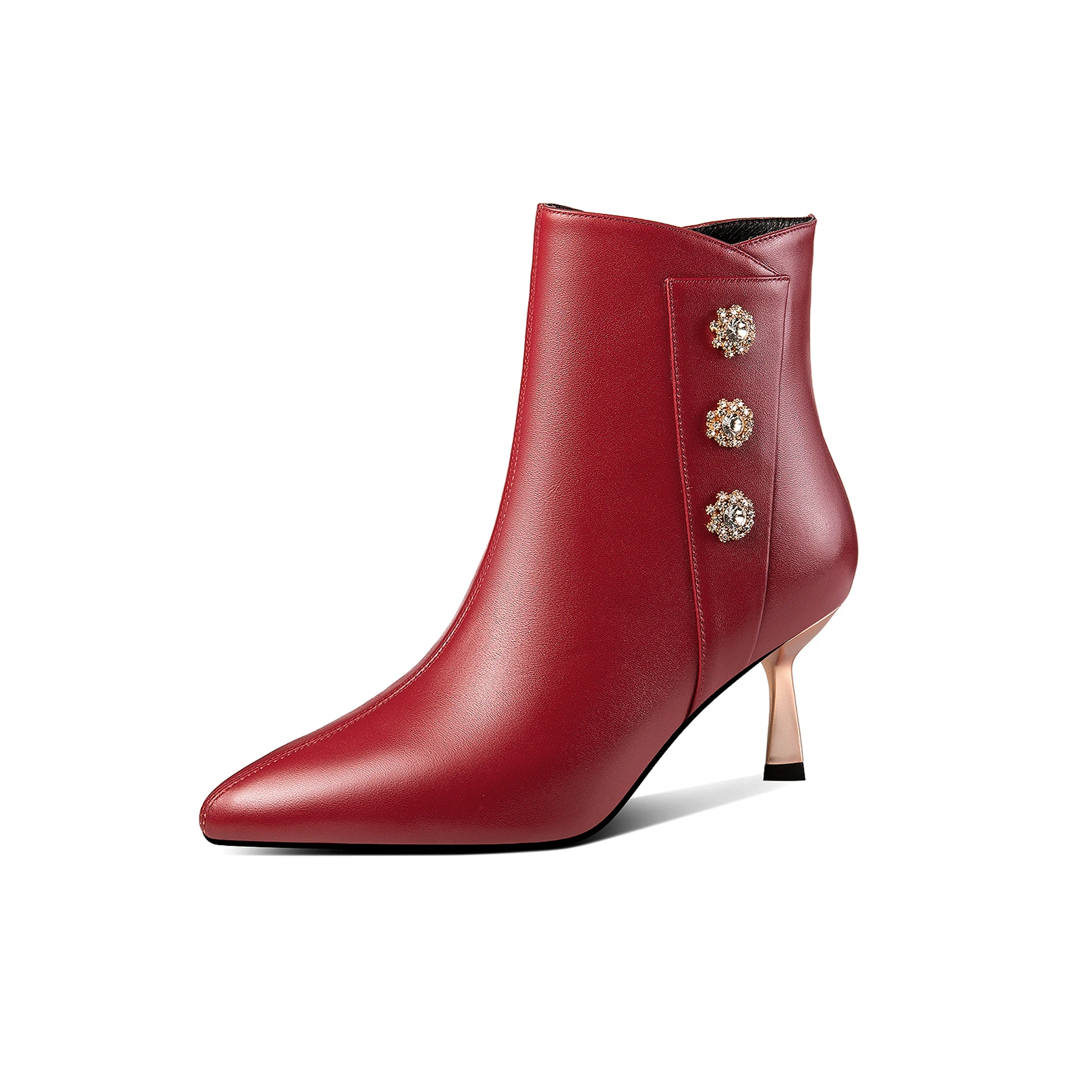 

Женские ботильоны из натуральной кожи, с острым носком, на шпильке