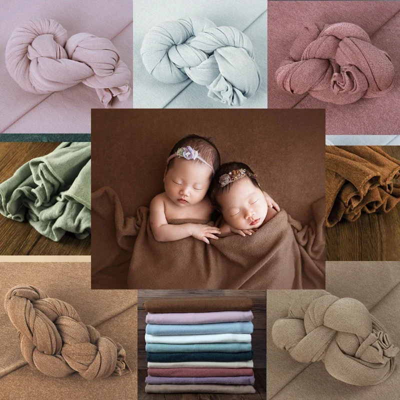 Stretch Newborn Baby Photography Wraps Blanket Infant Photo Backdrops Solid Color Background Soft Newborn Baby Photo Blanket baby blanket