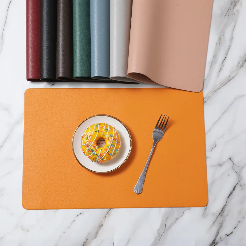 

Simple Pvc Leather Placemat Hotel Cafe Home Table Mat Easy To Clean Double Insulation Mat Decorative Table Mat