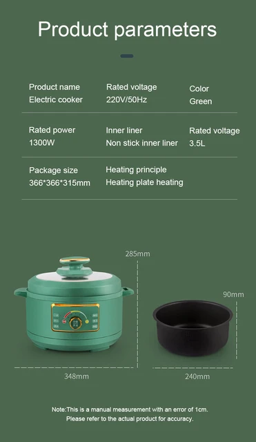 Olla eléctrica de 3L/3.2Gal olla eléctrica de acero inoxidable 1500W para  olla caliente, arroz, sopa caliente y comida gourmet