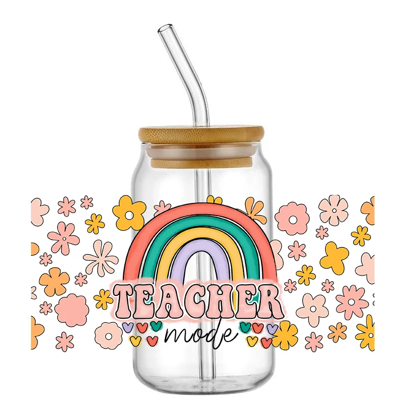 Teacher Transfers Stickers Cup Decals,Teacher's Life Pattern cup wrap Ready to Apply, Permanent Adhesive, No Heat Nee