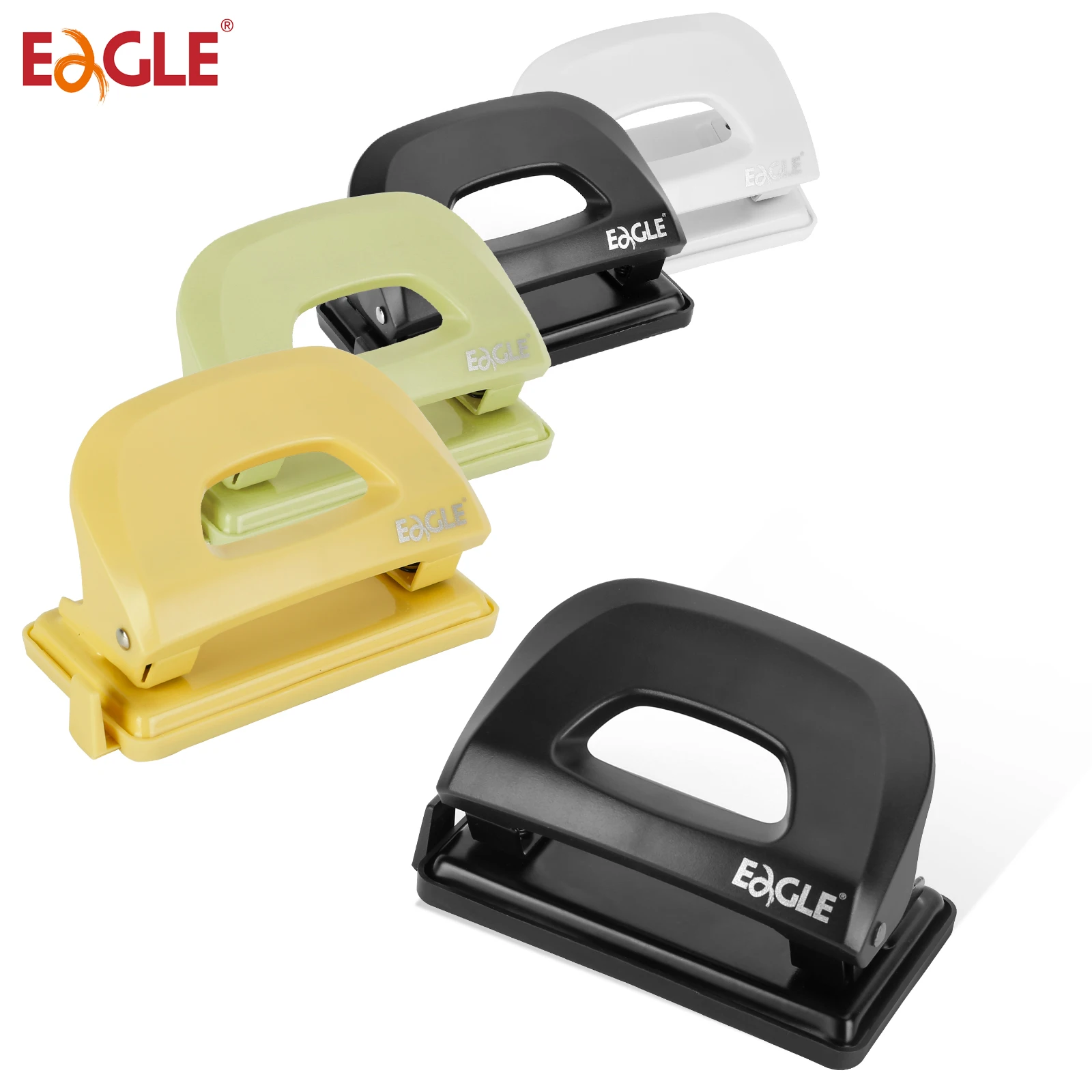 Eagle Two Holes Paper Puncher 12 Sheets Capacity Residue Container Adjustable Paper Guides School Office Binding Supplies hole punching tools