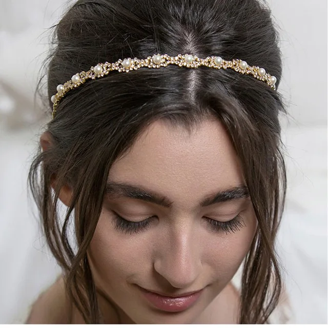 6 Fascie Testa Boho In Oro Con Cristalli - Copricapo Sposa, Feste, Taglia Regolabile 52cm