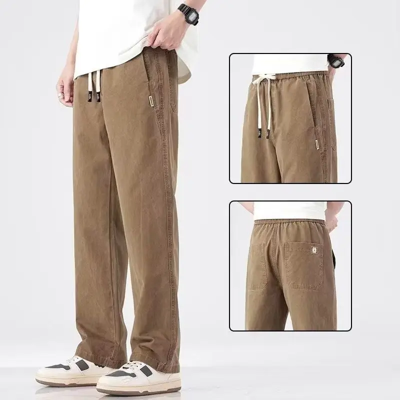 Spring Autumn Elegant Fashion Harajuku Slim Fit Ropa Hombre Loose All Match Casual Pants Solid Pockets Sport Straight Leg Pants