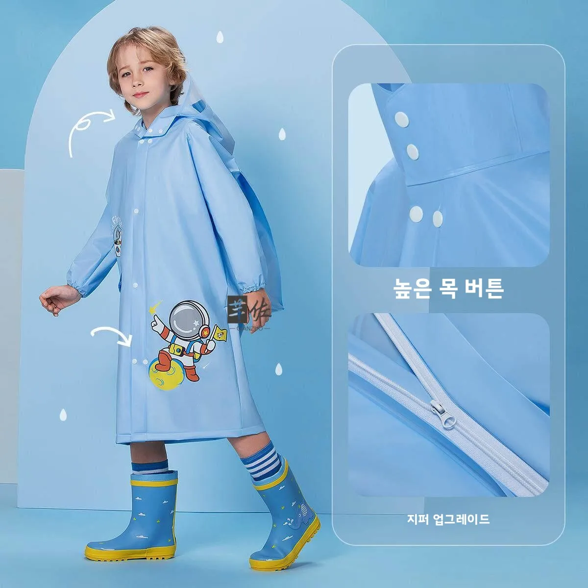 두꺼운 아동용 레인코트, 책가방 수납 가능, 2026년 신상품, 통기성 소재, 걷기 시나리오에 적합한 어린이 레인코트