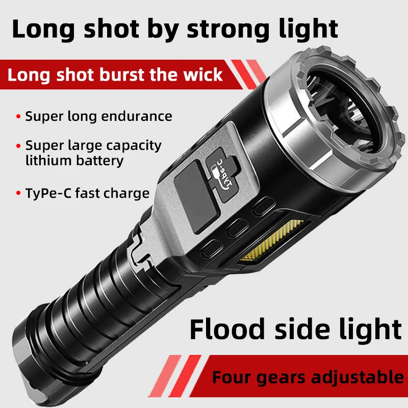 

ZK20 High Power Rechargeable LED Flashlight Mini Zoom Torch Outdoor Camping Strong Lamp Lantern Waterproof Tactical Flashlight