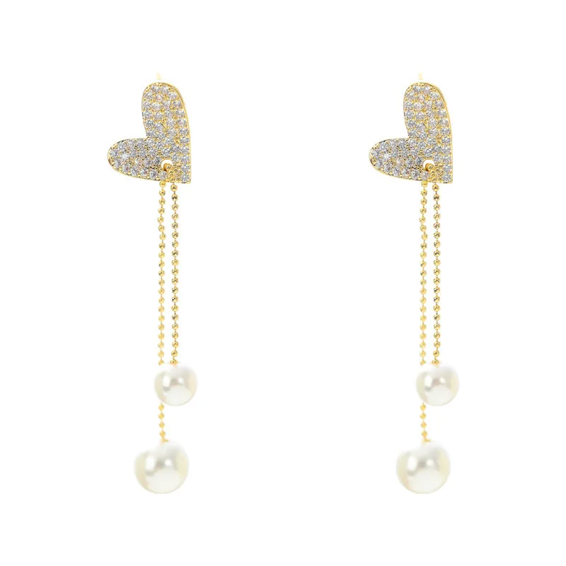 Dangle Earrings Exquisite Inlaid Zircon Tassel Earrings Women Heart Shape Leaf Bowknot Rhinestone Dangle Earring Bride Wedding Party Jewelry