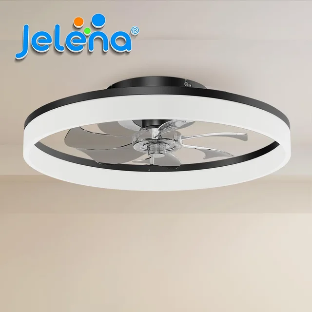 Jelena moderne ventilateur de plafond lumière 50CM rond silencieux LED ventilateur de plafond à intensité variable avec télécommande chambre étude salle à manger décor 1