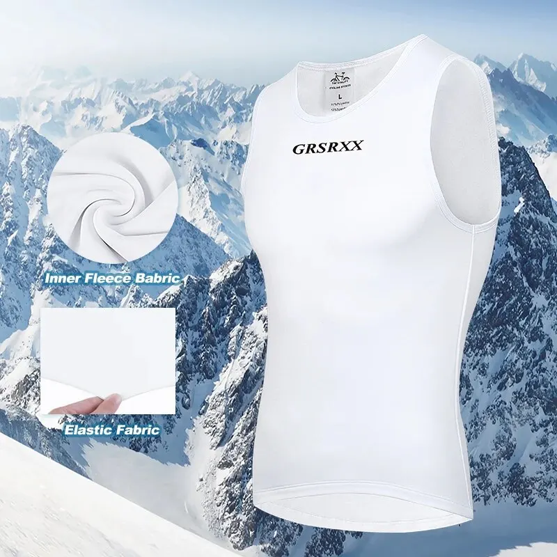 Cycling Underwear GRSRXX Winter Cycling Base Layer Sleeveless Fleece Sports Bike Jerseys Shirt Warm Bike Underwear Bicycle Vest For Men Women