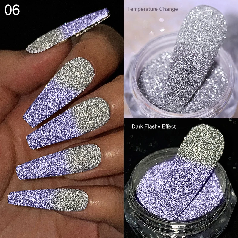 1 Box Reflective Temperature Change Nail Glitter Powder Sparkling