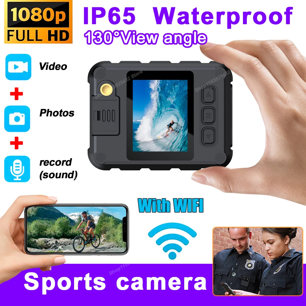 Полицейская нательная камера WiFi HD 1080P DVR видеокамера безопасности ИК Ночное Видение мини-видеокамеры IP65 водонепроницаемая Спортивная мини-камера DV
