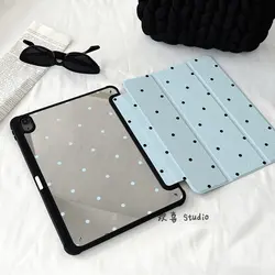 Chic Black Polka Dot Tri - Fold iPad Case with Pencil Slot - IPadAir3 10.5in (A)