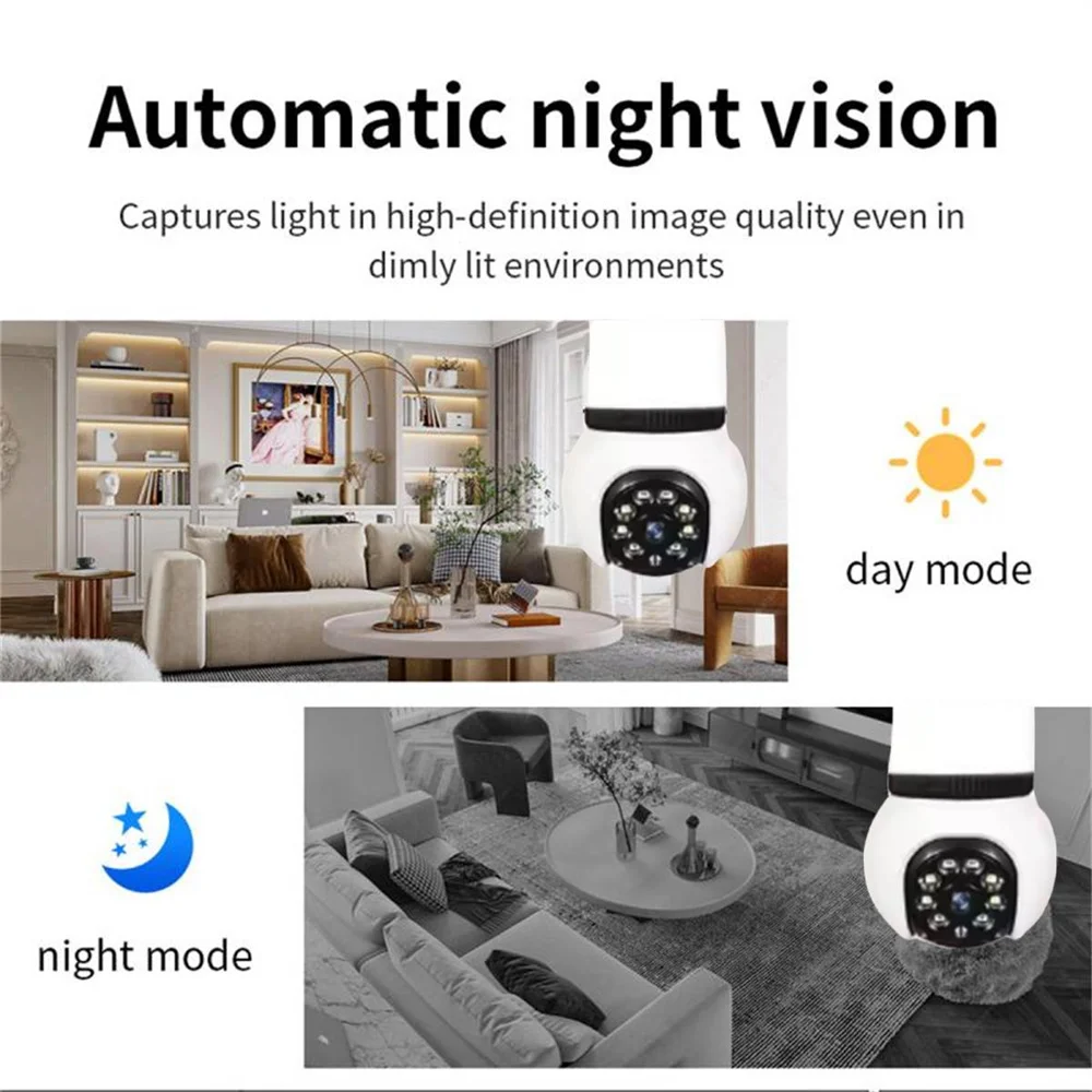 8MP E27 Bulb Lamp Camera LED Bulb Smart IP Surveillance Two-way Audio AI Auto Detect Wireless Surveillance Cameras WIFI Camera 5