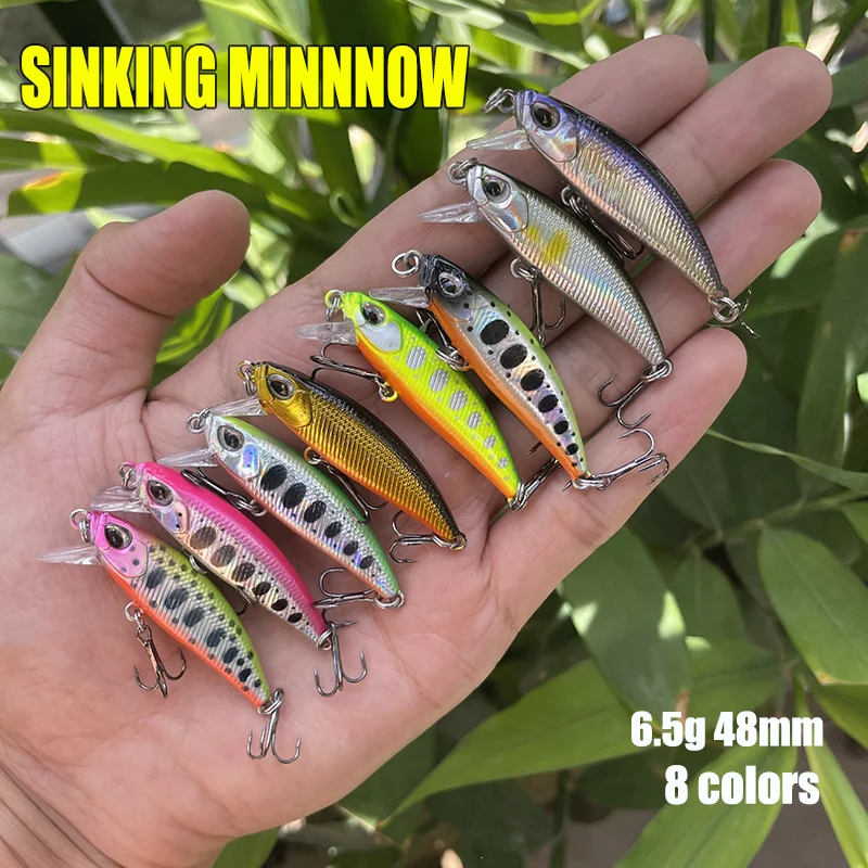 Sinkender Minnow-Angelköder, 6,5 g, 48 mm, künstlicher Hartköder, Wobbler, Swimbait, Bass, Forelle, Hecht, 48S