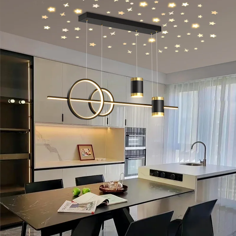 

LED restaurant pendant light modern simple creative personalized light luxury long strip Nordic restaurant bar lighting fixtures
