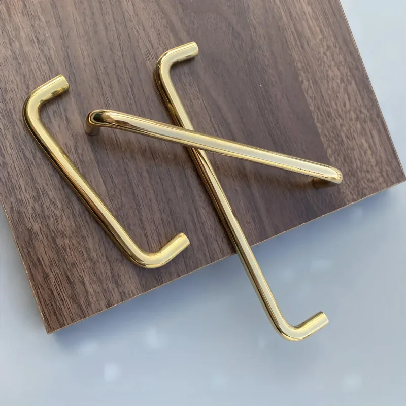 

Gold Furniture Tray Pulls Brass Handles For Cabinets and Drawers Kitchen Door Hardware Wardrobes Dresser Drawer Knob
