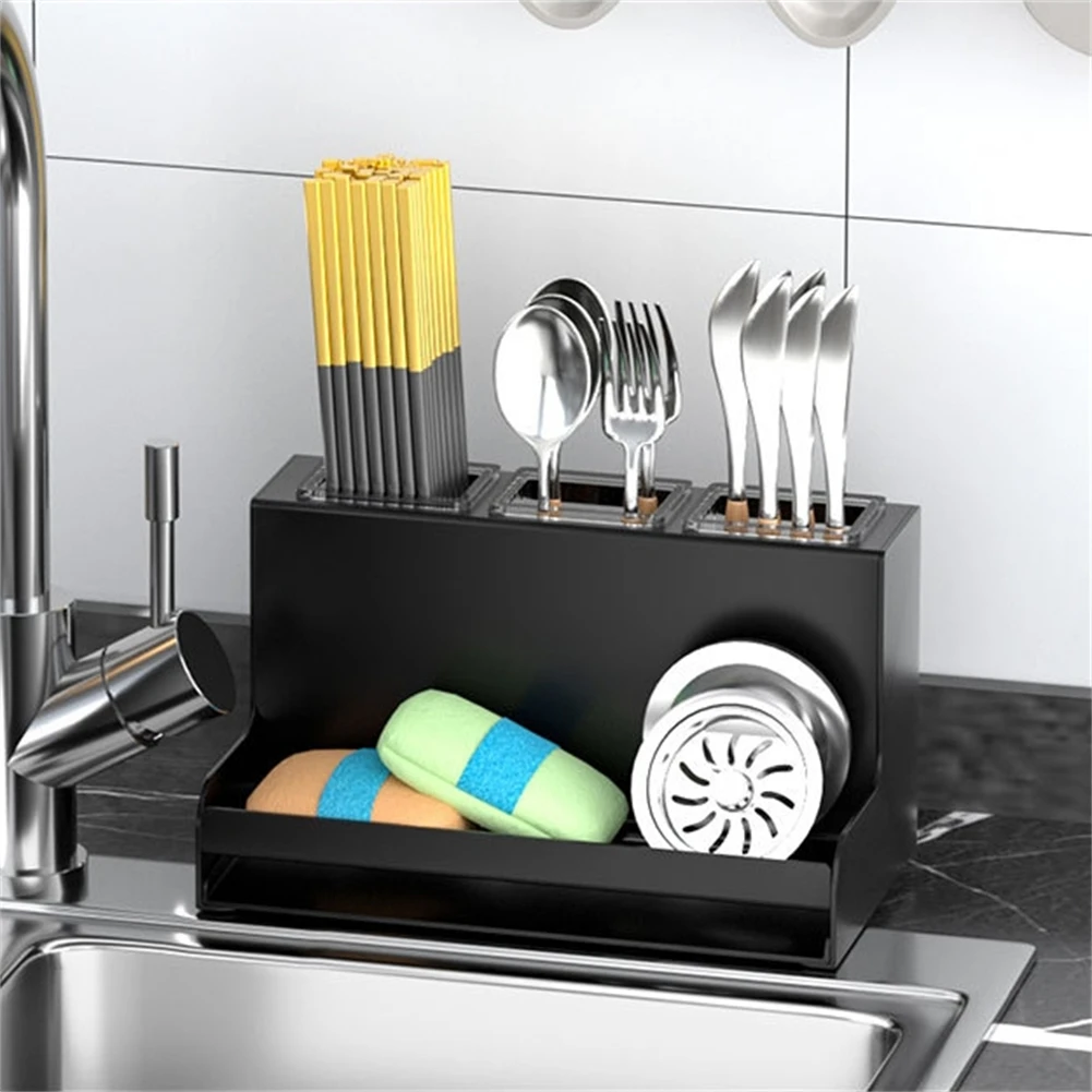 

Sponge Holder Kitchen Sink Utensil Rack Stand Cleaning Brush Soap Organizer Storage Rack With Drain Tray