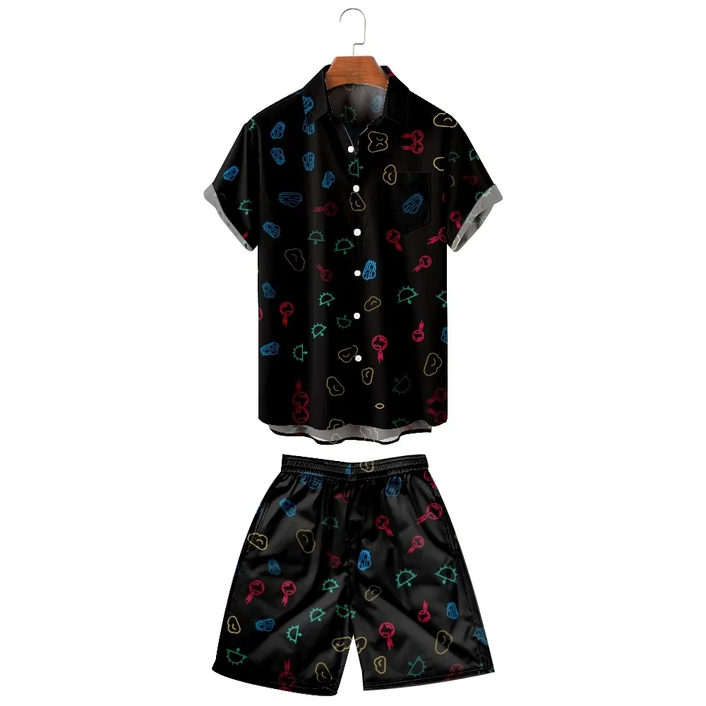 

Новинка 2022, мужской повседневный костюм дышащая футболка-поло + пляжные шорты на заказ с модным морским организмом