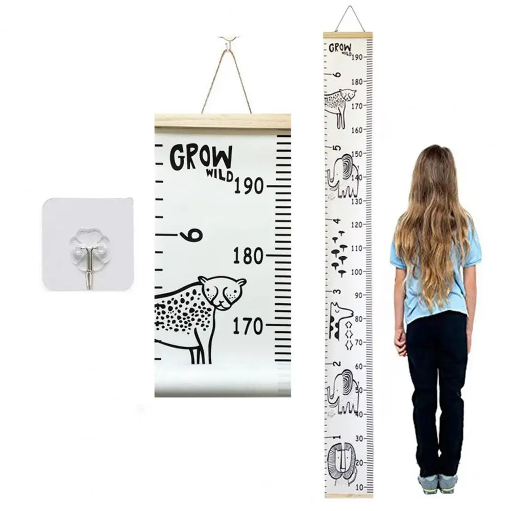 Children Height Ruler Children's Growth Chart Wall Hanging with Cartoon Animal Print for Boys Girls Kids for Bedroom Boys