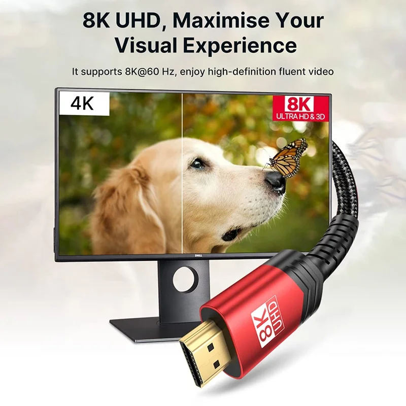 Made 8K 2.1V 48Gbps HDMI To HDMI TV 8K 60Hz 4K 120Hz Resolution Cables red color