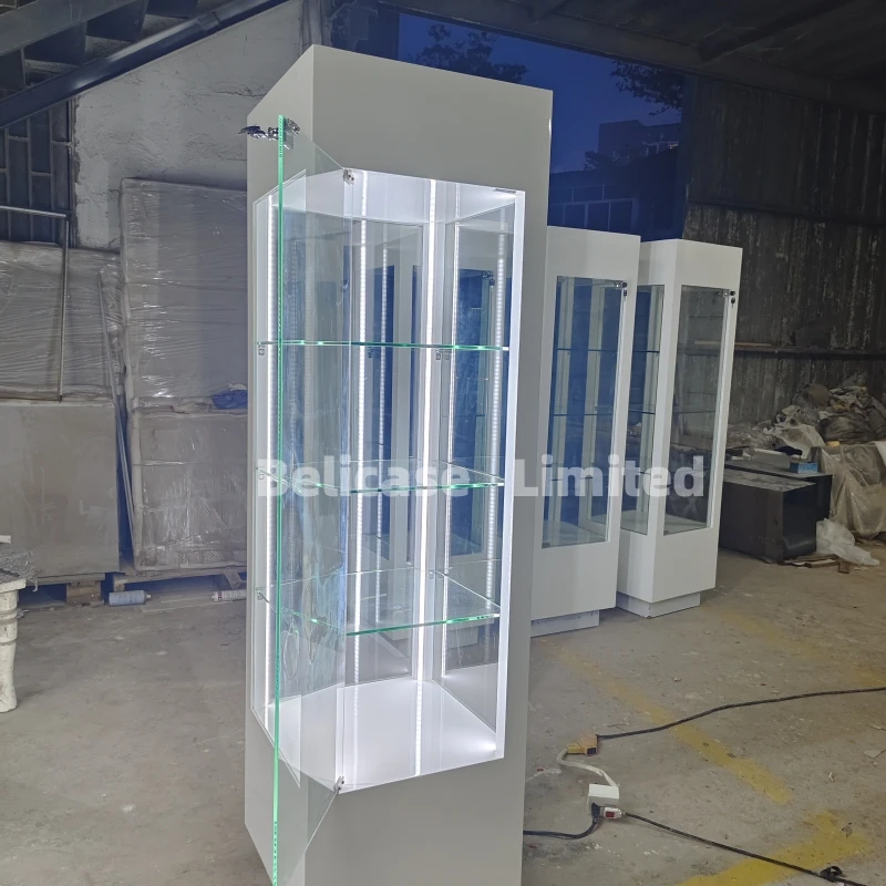 맞춤형. 소매 상점 창문 쇼케이스, 잠금 가능 유리 vitrine 보석 상점 쇼케이스, LED 조명