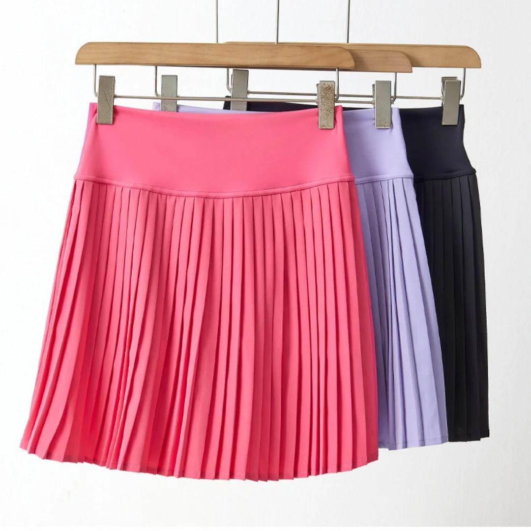 Women's Golf Skirt with Double-Layer Anti-slip Design Yoga High Waist Pleated Skirt High Quality Golf Mini