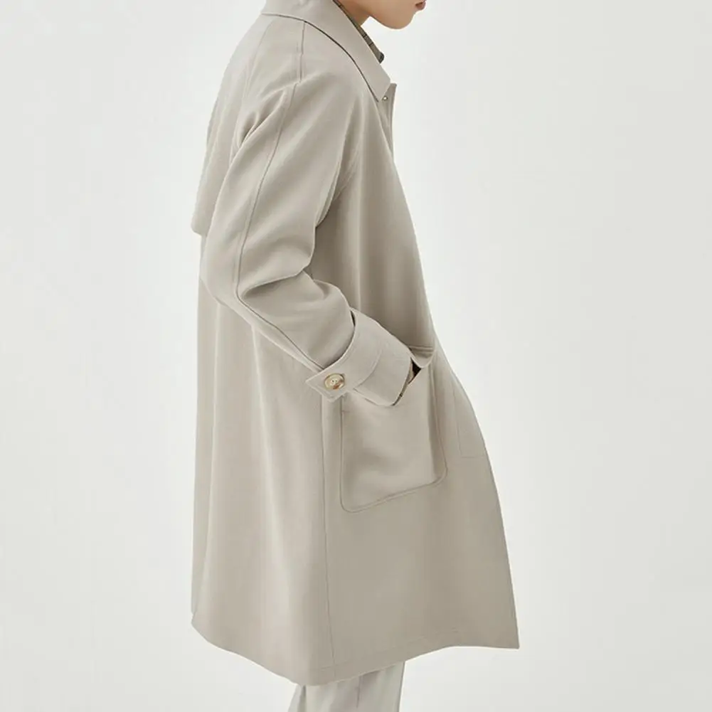 1Pc Long Sleeve Windbreaker Jacket Comfy Solid Color Windbreaker Jacket Stylish Lapel Collar Men's Coat for Autumn
