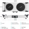Turkewood electric stove, dual infrared ceramic heating plate cooking, two controlled range burners 5