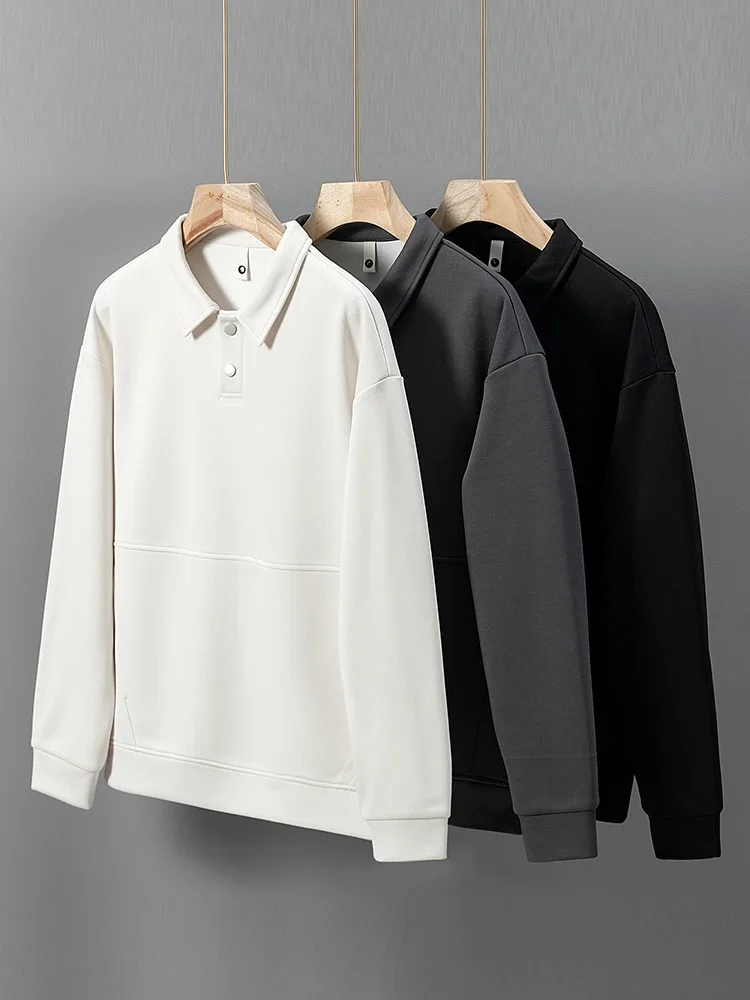 Big Size Men's Oversized Sweatshirt Turn Down Collar Pullover Male Korean Style Spring Loose Fit Polo Shirt Top Large Plus 8XL