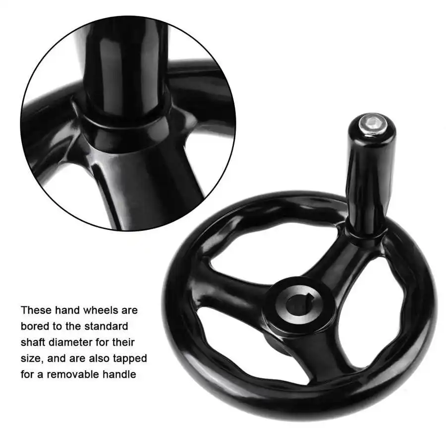Black Hand Wheel Milling Machine Lathe CNC 3D Printer Spoked Hand Wheel Round Three Handwhee 18x200mm 120mm 12x125mm Tool cnc handwheel