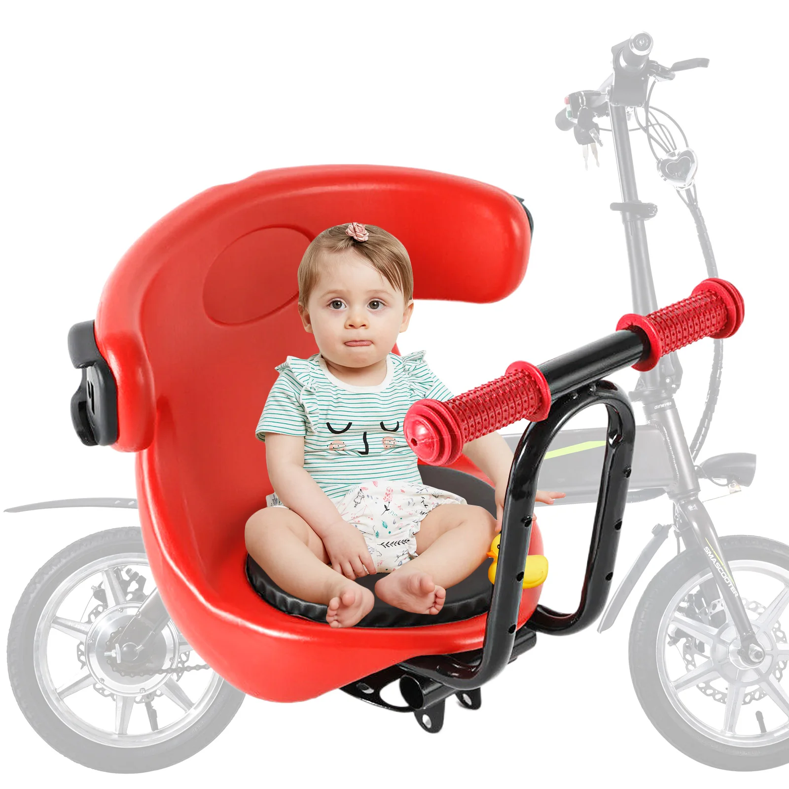Bicycle Front Seat for Children with Foldable Pedals Bike Front Seat