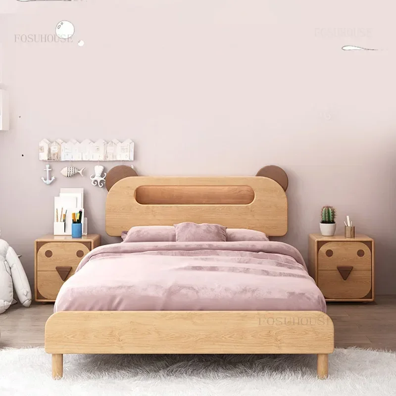 Solid Wood Children's Bedroom Nightstands Modern Apartment Dormitory Storage Cabinets Nordic Household Furniture Side Tables H
