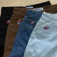 Polar Big Boy Embroidery Jeans Y2K Pants Streetwear Gothic Cartoon Blue Baggy Jeans Retro Punk Rock High Waist Denim Trousers 1