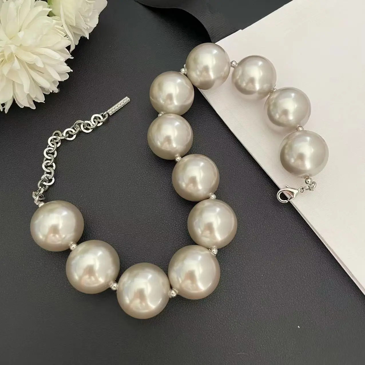 Dropship Niche Personality Imitation Pearl Necklace Collarbone Chain Female  Europe And The United States Cross-border Jewelry Trend Geometric Thick  Chain Simple Necklace to Sell Online at a Lower Price