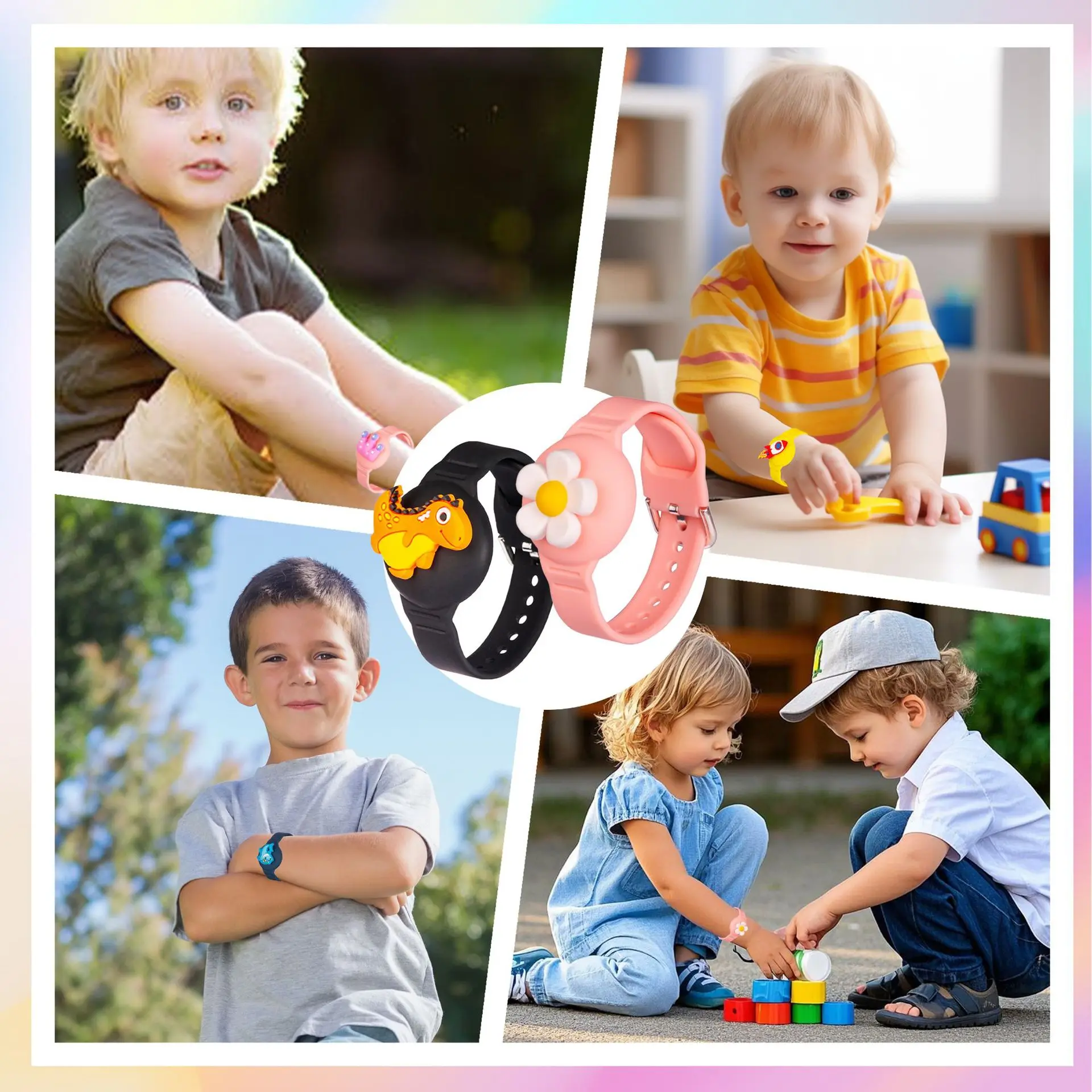 Kids' Cartoon Wristband with Hidden AirTag Holder - Anti-Lost Silicone Bracelet Accessory