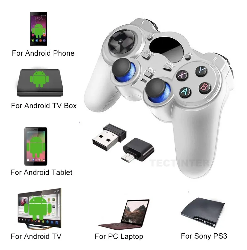 2.4G USB Wireless Android Game Controller Joystick Joypad with OTG Converter For PS3/Smart Phone For Tablet PC Smart TV Box